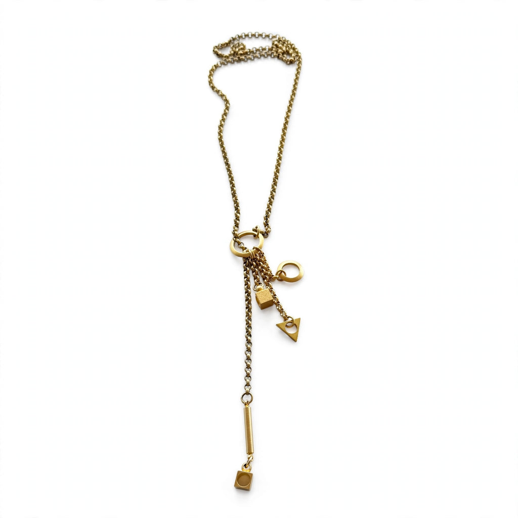 Chic 1980’s brushed gold-tone lariat necklace
