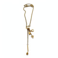 Chic 1980’s brushed gold-tone lariat necklace