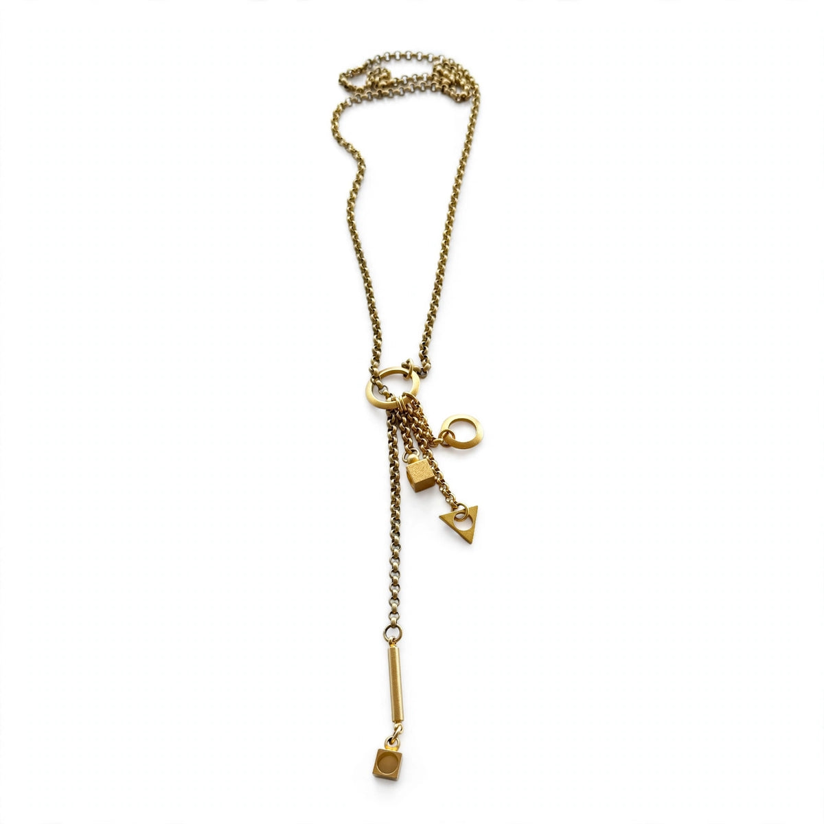 Chic 1980’s brushed gold-tone lariat necklace