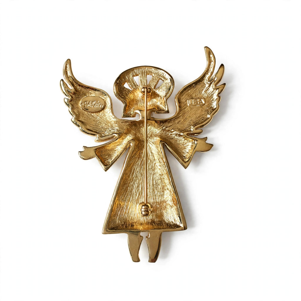Fab vintage signed Bob Mackie enameled mosaic angel statement brooch