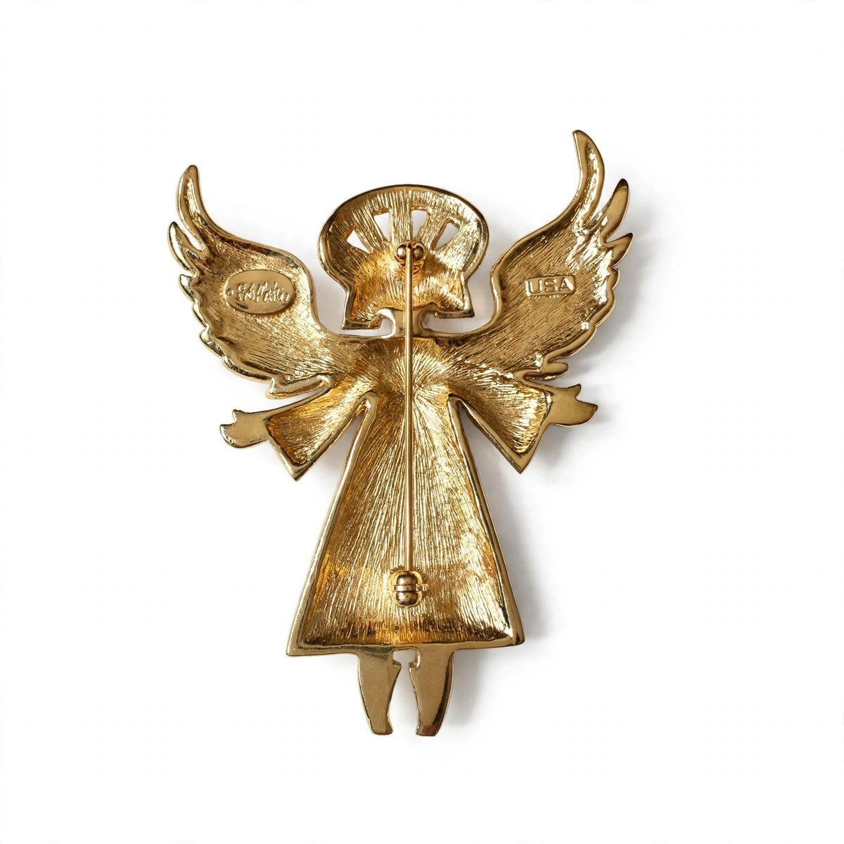 Fab vintage signed Bob Mackie enameled mosaic angel statement brooch