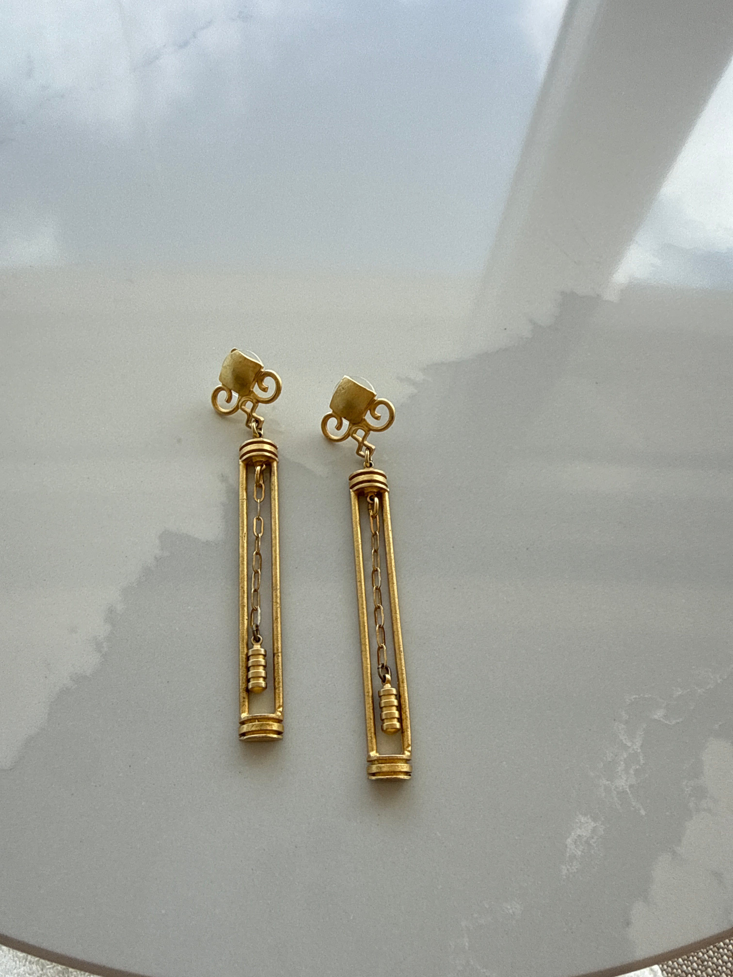 Victorian Revival bushed gold Earrings