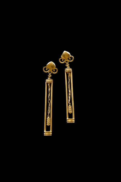 1980’s Victorian revival matte gold-tone pierced earrings