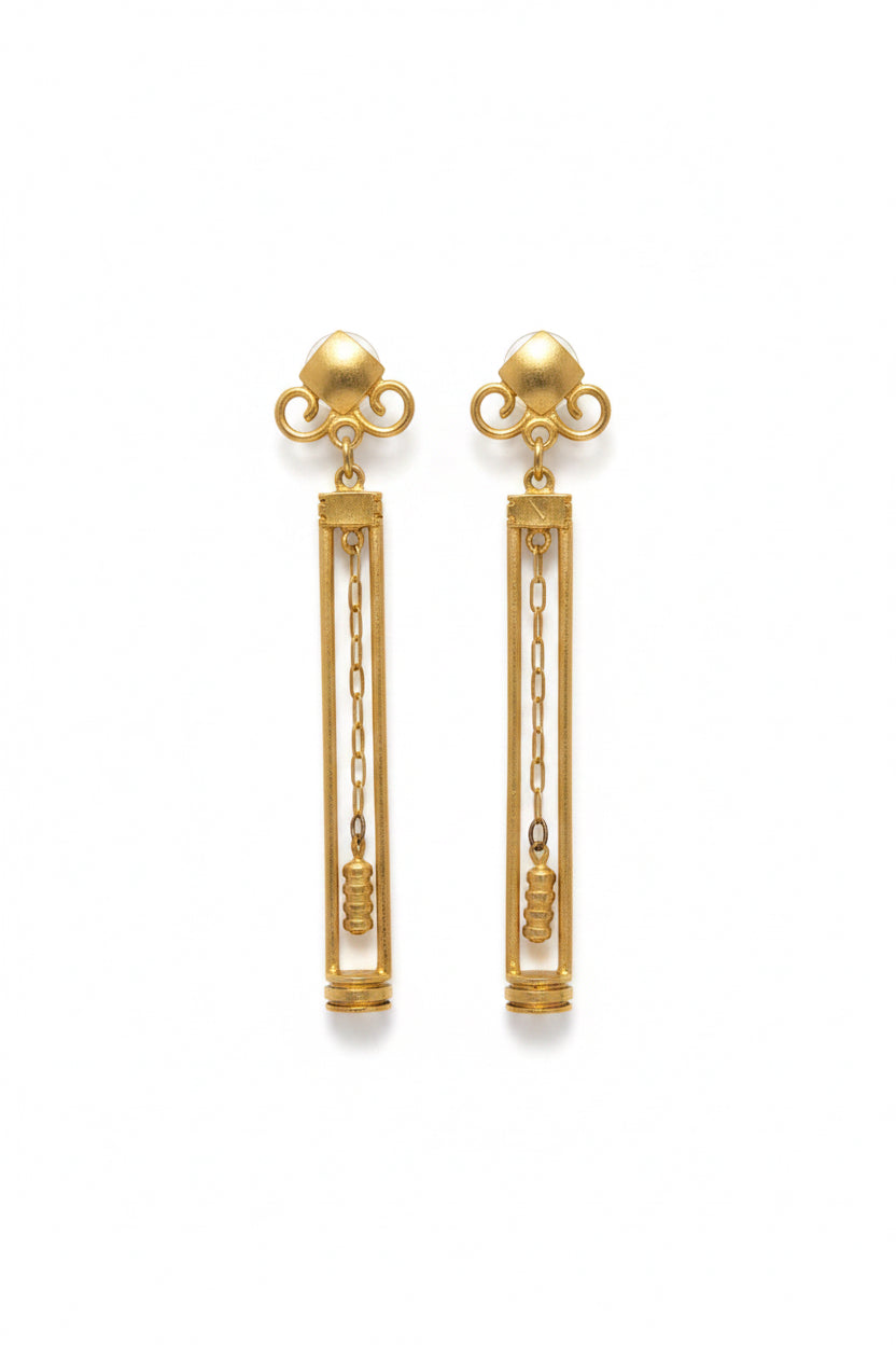 1980’s Victorian revival matte gold-tone pierced earrings