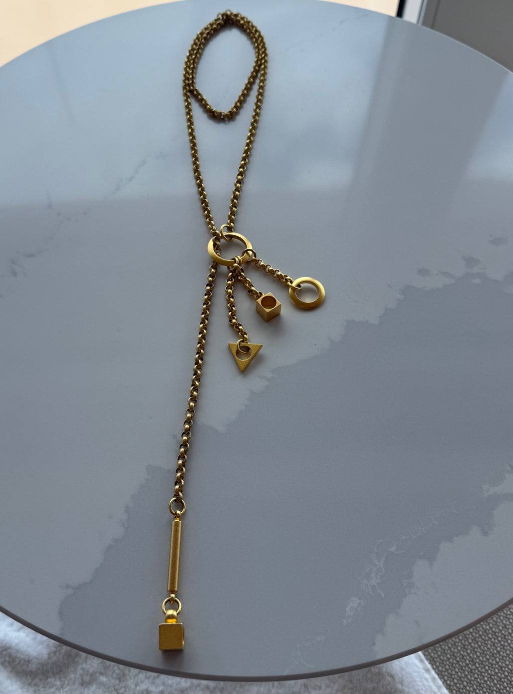Vintage 1980’s Brushed Gold Lariat Necklace