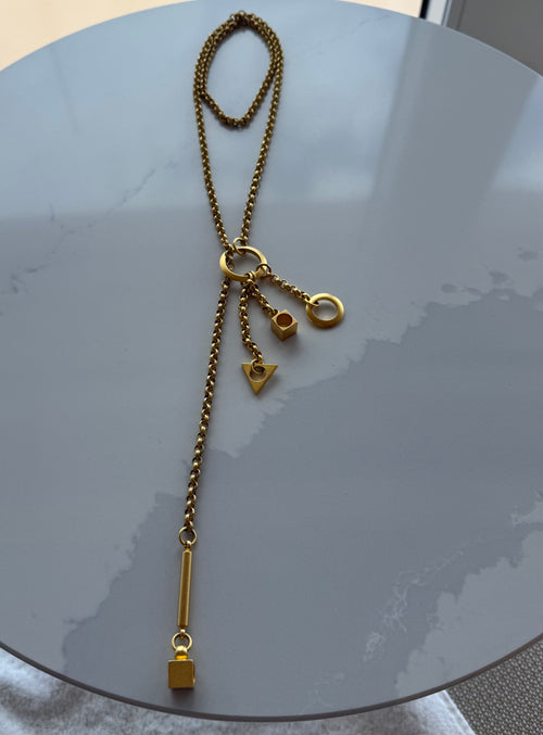 Vintage 1980’s Brushed Gold Lariat Necklace