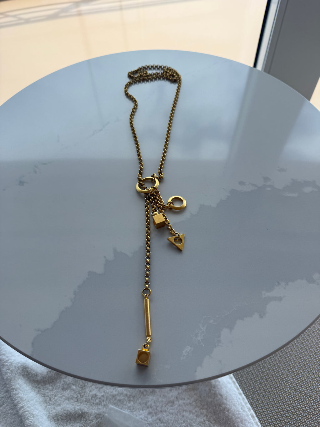Vintage 1980’s Brushed Gold Lariat Necklace