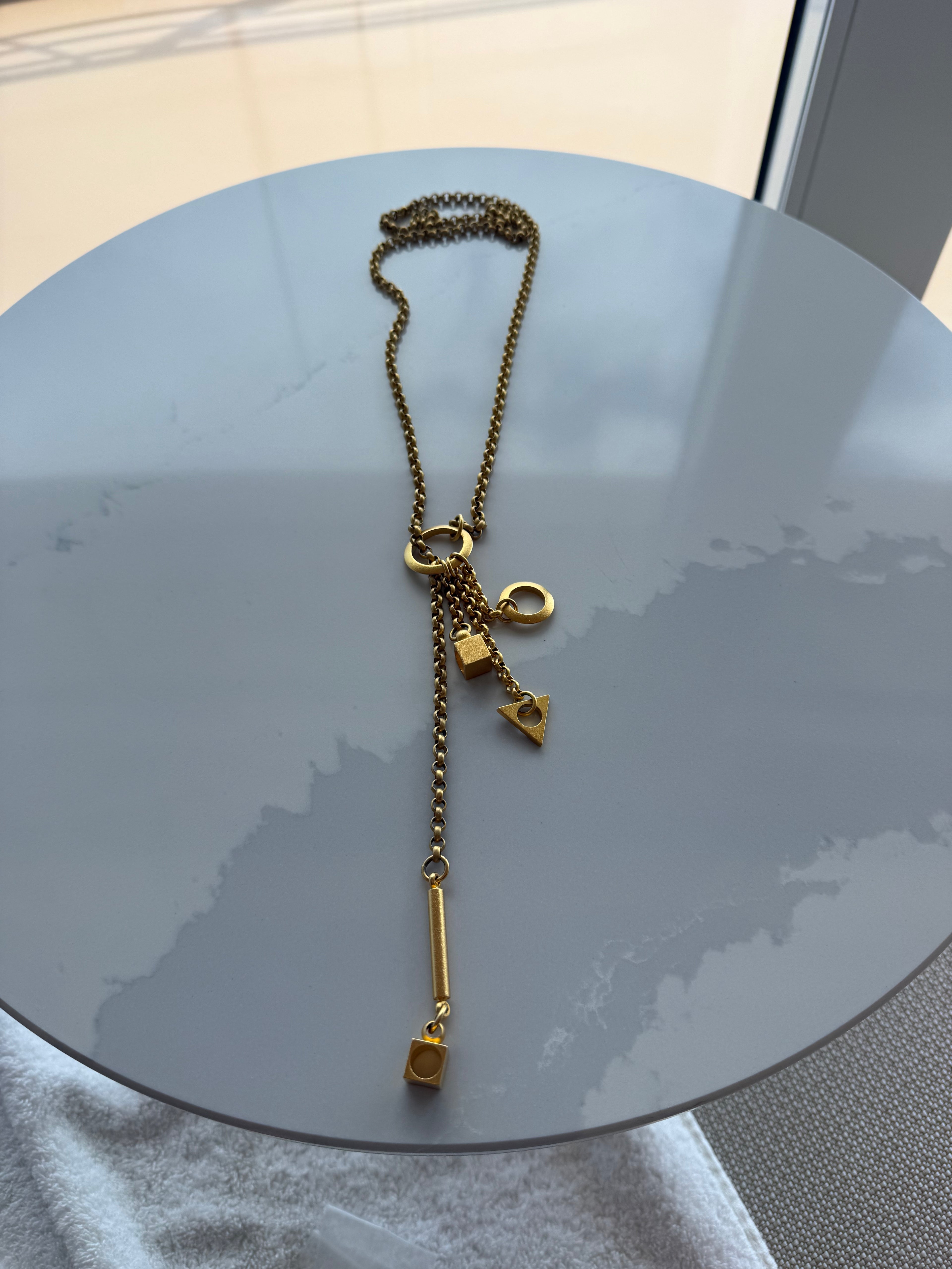 Vintage 1980’s Brushed Gold Lariat Necklace